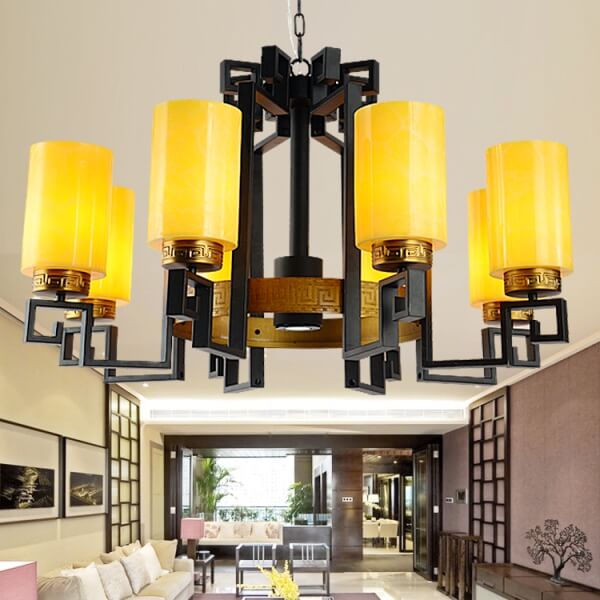 仿云石中式吊燈價格 手工烤漆中式玄關(guān)吊燈多少錢？